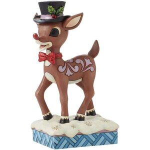 Rudolph Traditions by Jim Shore Reindeer Wearing Top Hat and Bowtie Figurine NIB